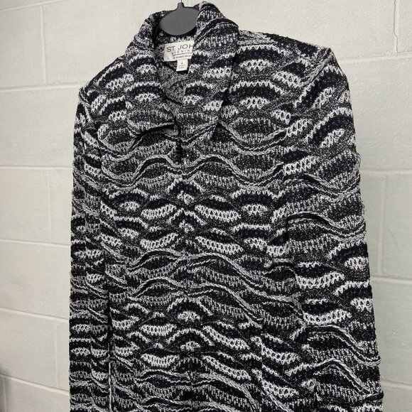 ST. JOHN Evening by Marie Gray Black White Rhinestones Embellished Jacket Size 4 - Picture 7 of 10